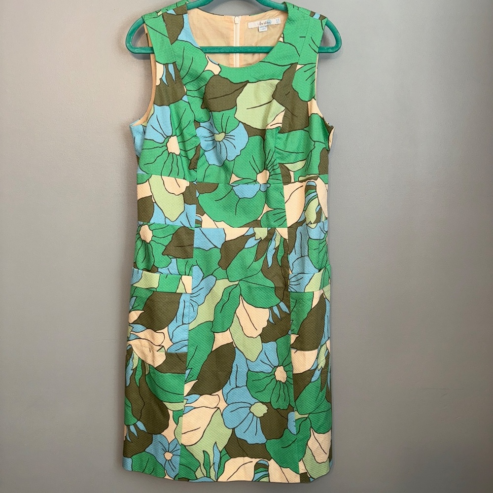 EUC Boden Green Seersucker Floral Cotton Dress Size 12L 12 Long Tall - Picture 2 of 8